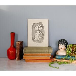 VTG 70s Rodney Winfield Mythical Creature Craved Relief Tile Art Retro MCM Goth